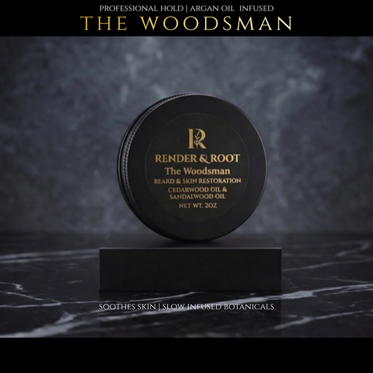 Render & Root The Woodsman product on a dark background
